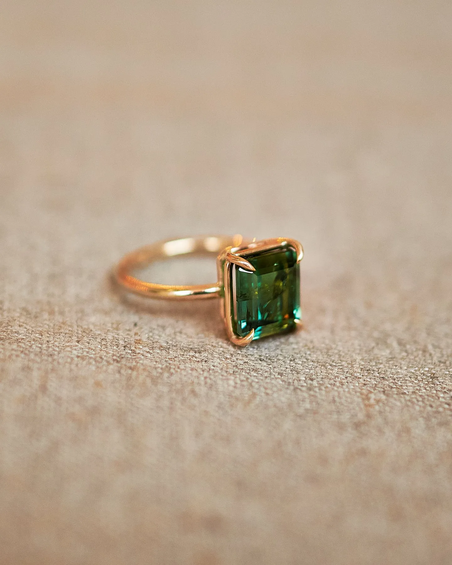 Cushion Cut Green Tourmaline Ring