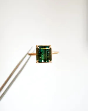 Cushion Cut Green Tourmaline Ring