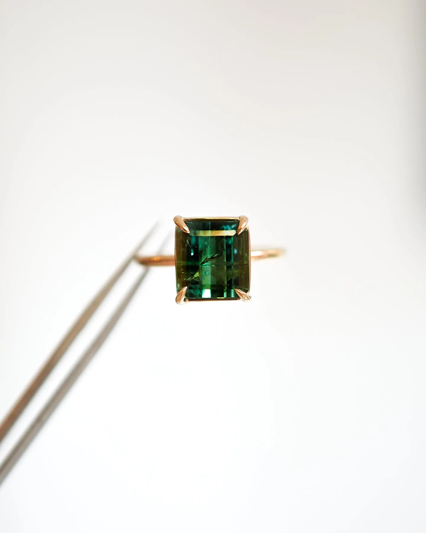 Cushion Cut Green Tourmaline Ring