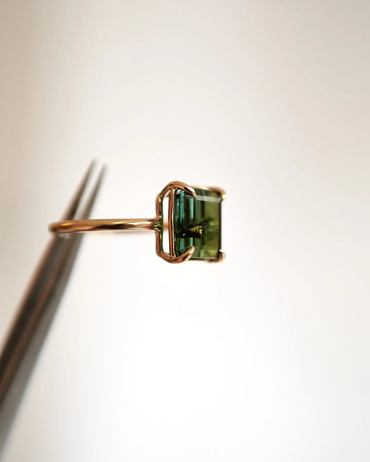 Cushion Cut Green Tourmaline Ring