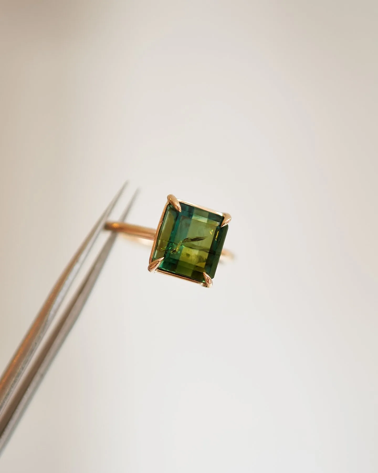 Cushion Cut Green Tourmaline Ring