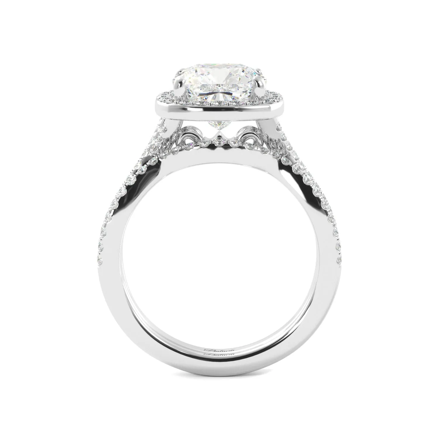 Cushion Cut Halo Twist Band Ring Set