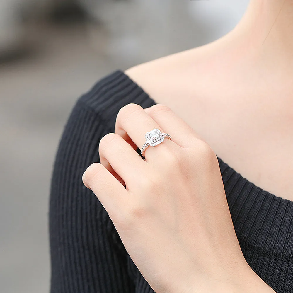 Cushion Cut Lab-Grown Diamond Double Halo Engagement Ring