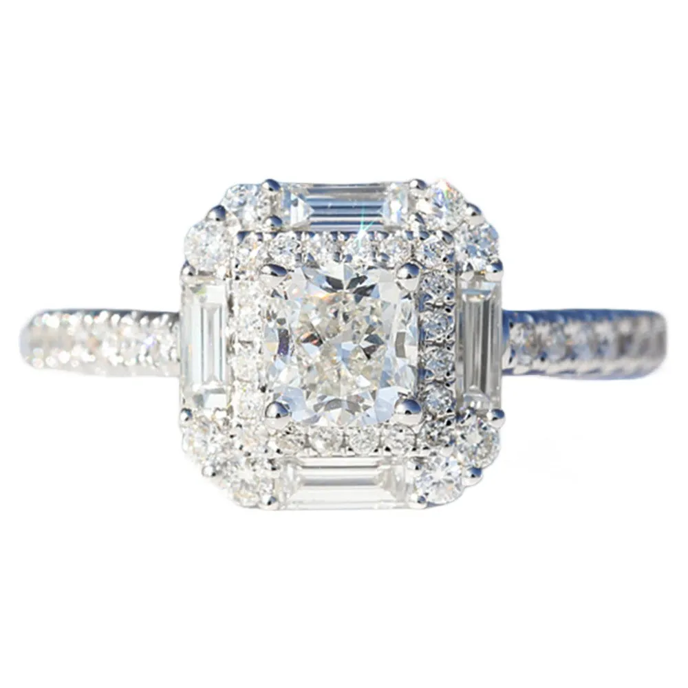 Cushion Cut Lab-Grown Diamond Double Halo Engagement Ring