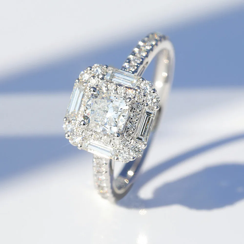 Cushion Cut Lab-Grown Diamond Double Halo Engagement Ring