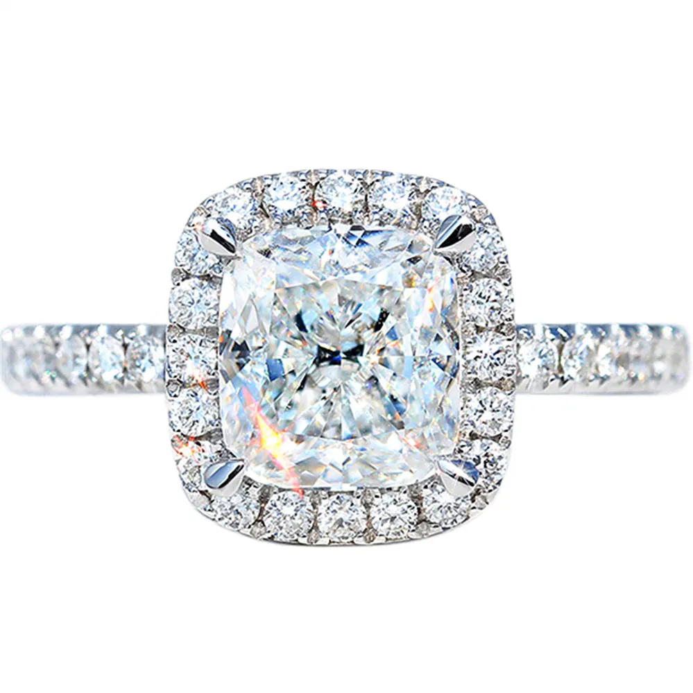 Cushion Cut Lab-Grown Diamond Halo Engagement Ring
