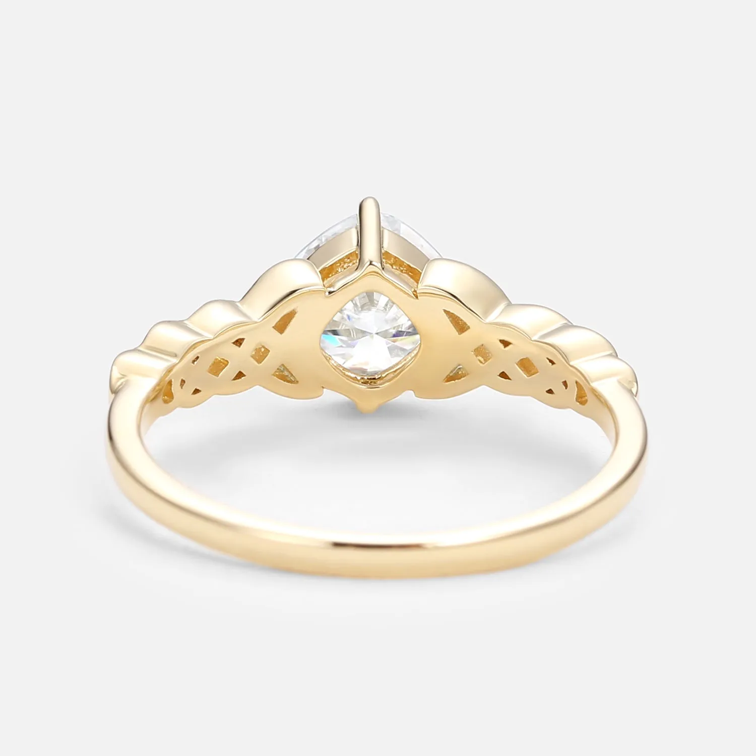 Cushion Cut Moissanite Twist Engagement Ring