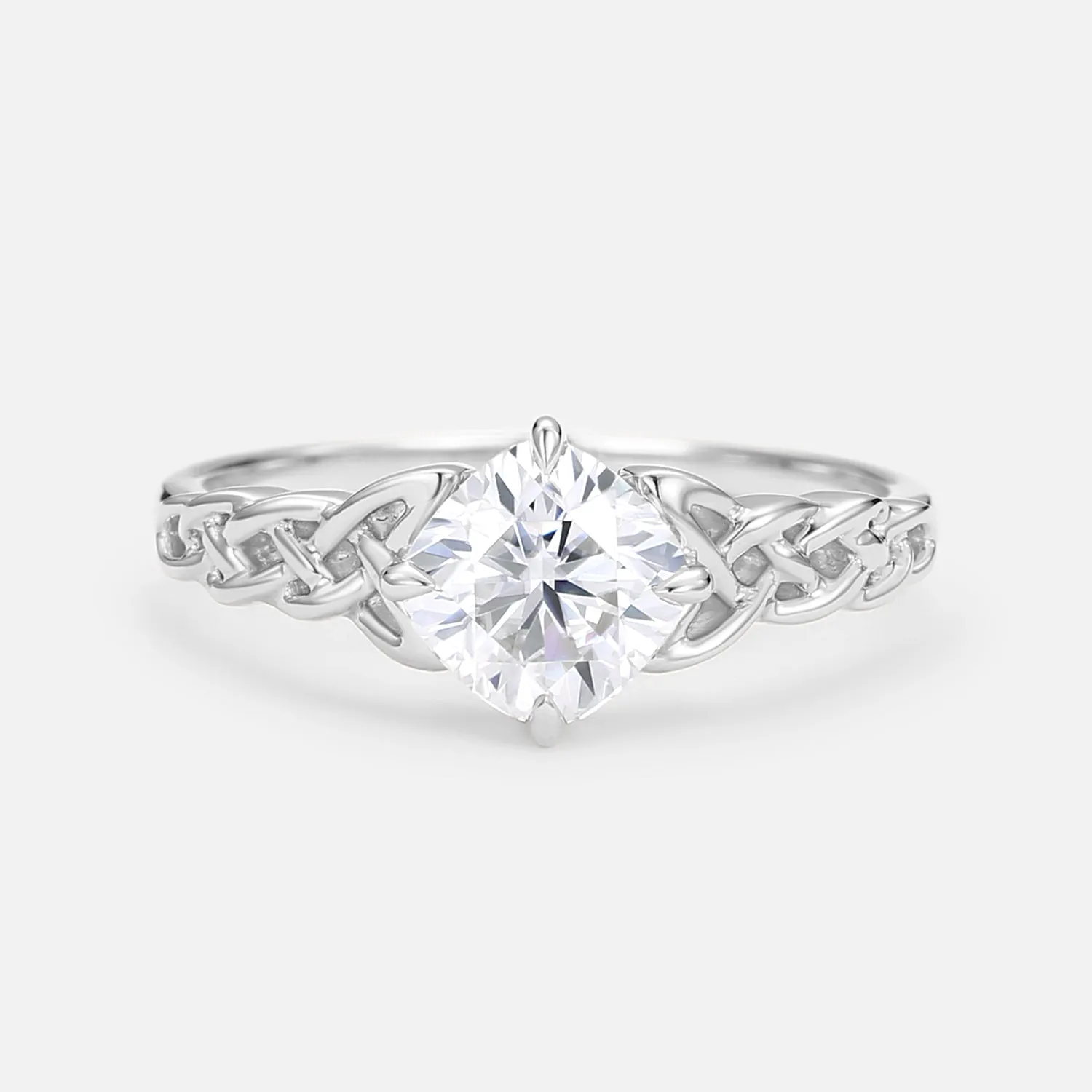 Cushion Cut Moissanite Twist Engagement Ring