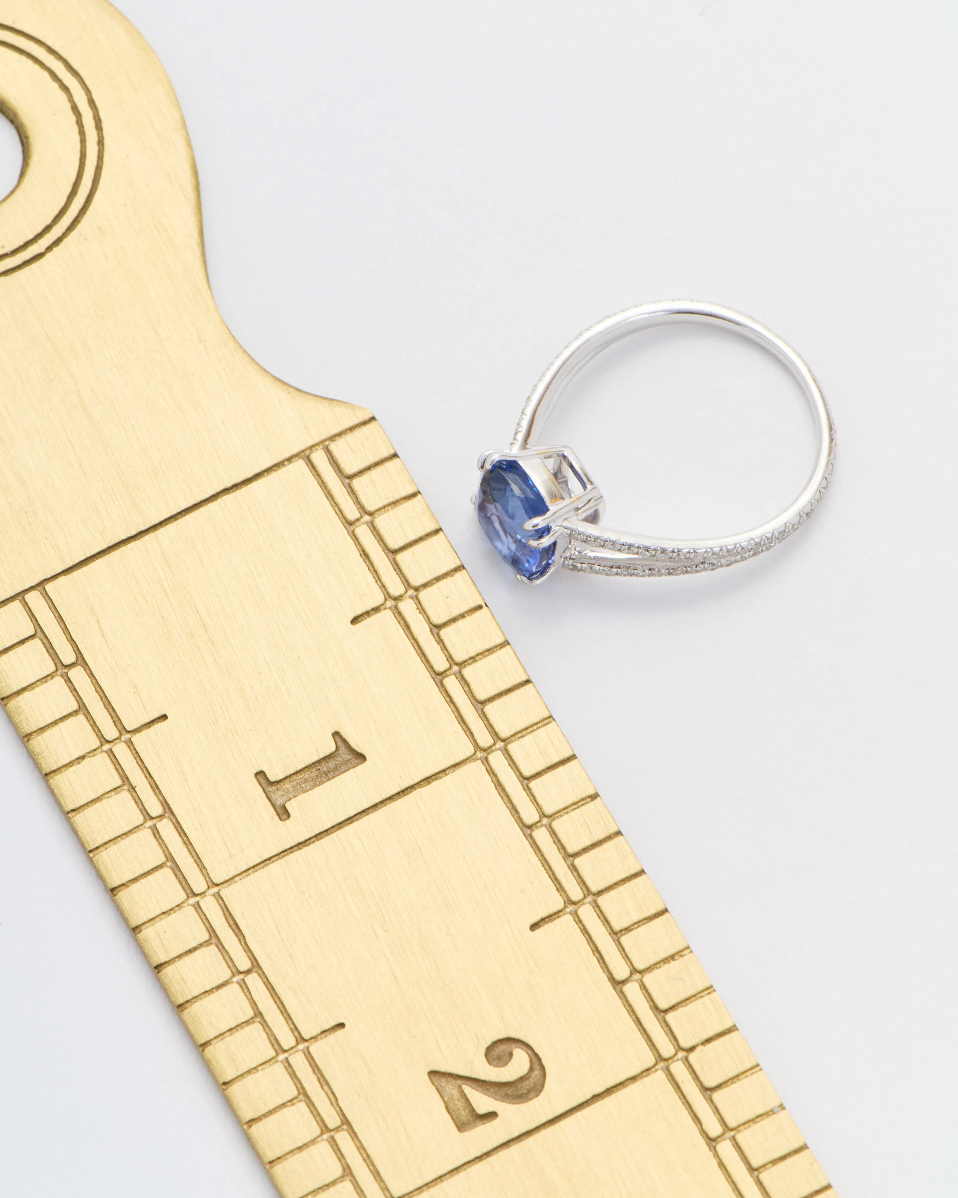 cushion cut sapphire split shank solitaire
