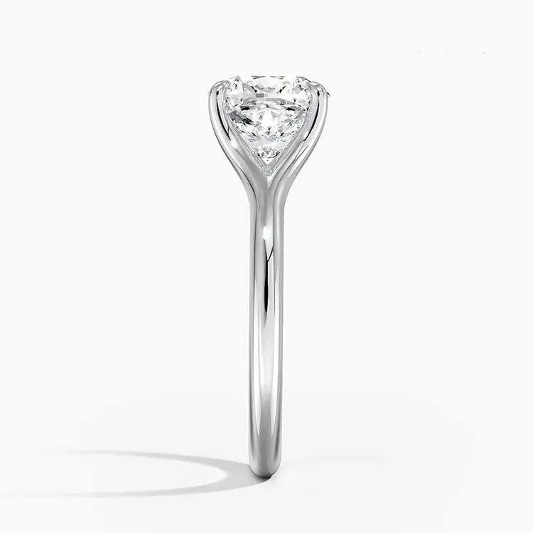 Cushion-Cut Split Shank Solitaire Moissanite Engagement Ring