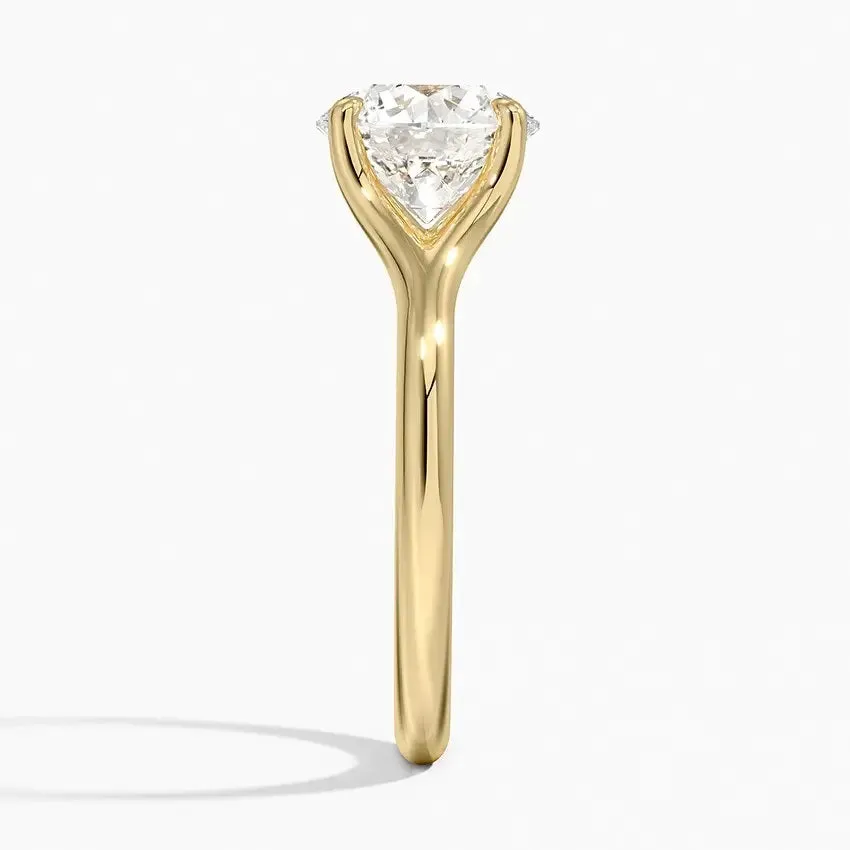 Cushion-Cut Split Shank Solitaire Moissanite Engagement Ring