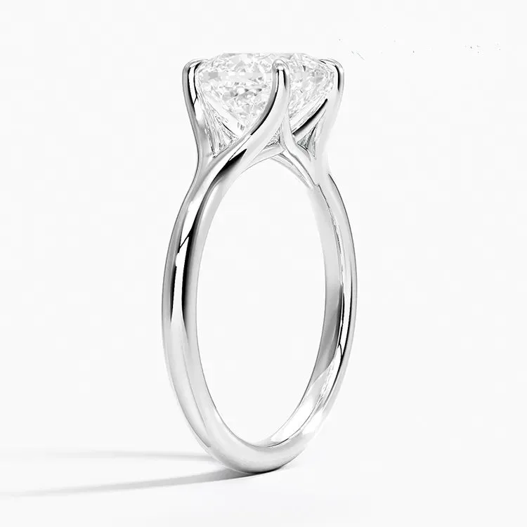 Cushion-Cut Split Shank Solitaire Moissanite Engagement Ring