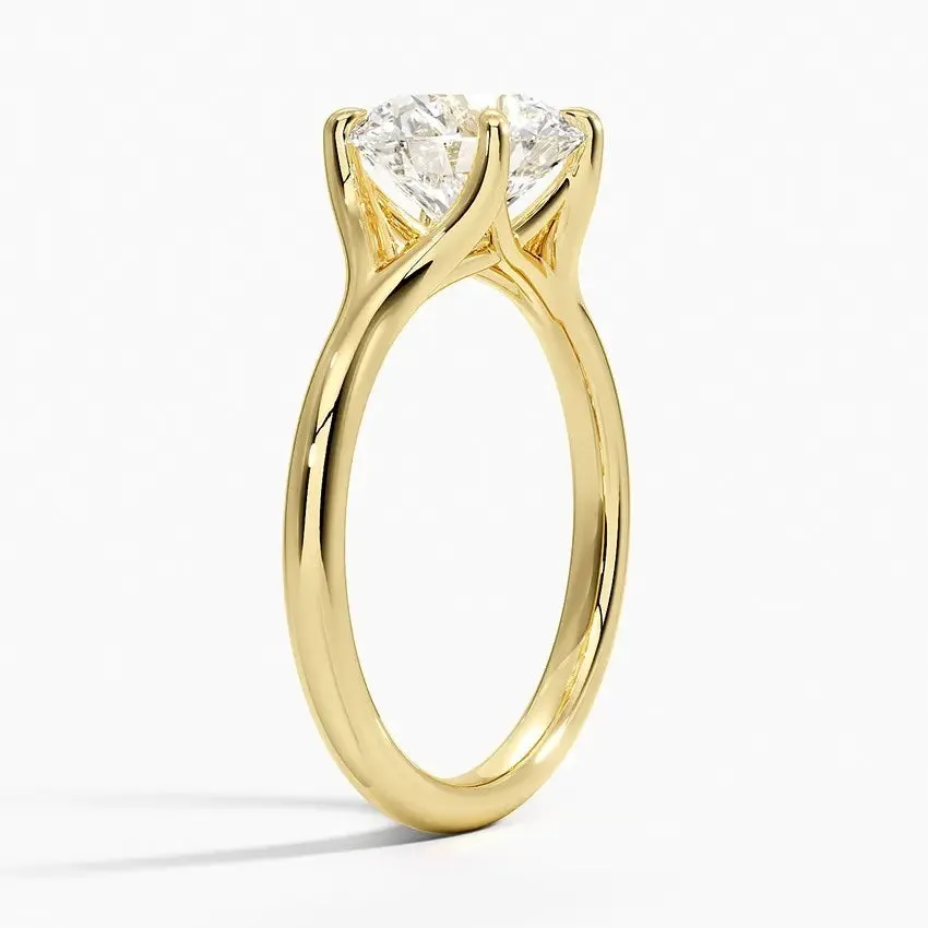 Cushion-Cut Split Shank Solitaire Moissanite Engagement Ring