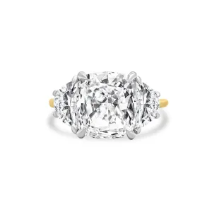 Cushion Cut with Half Moon Cut Side Stones
