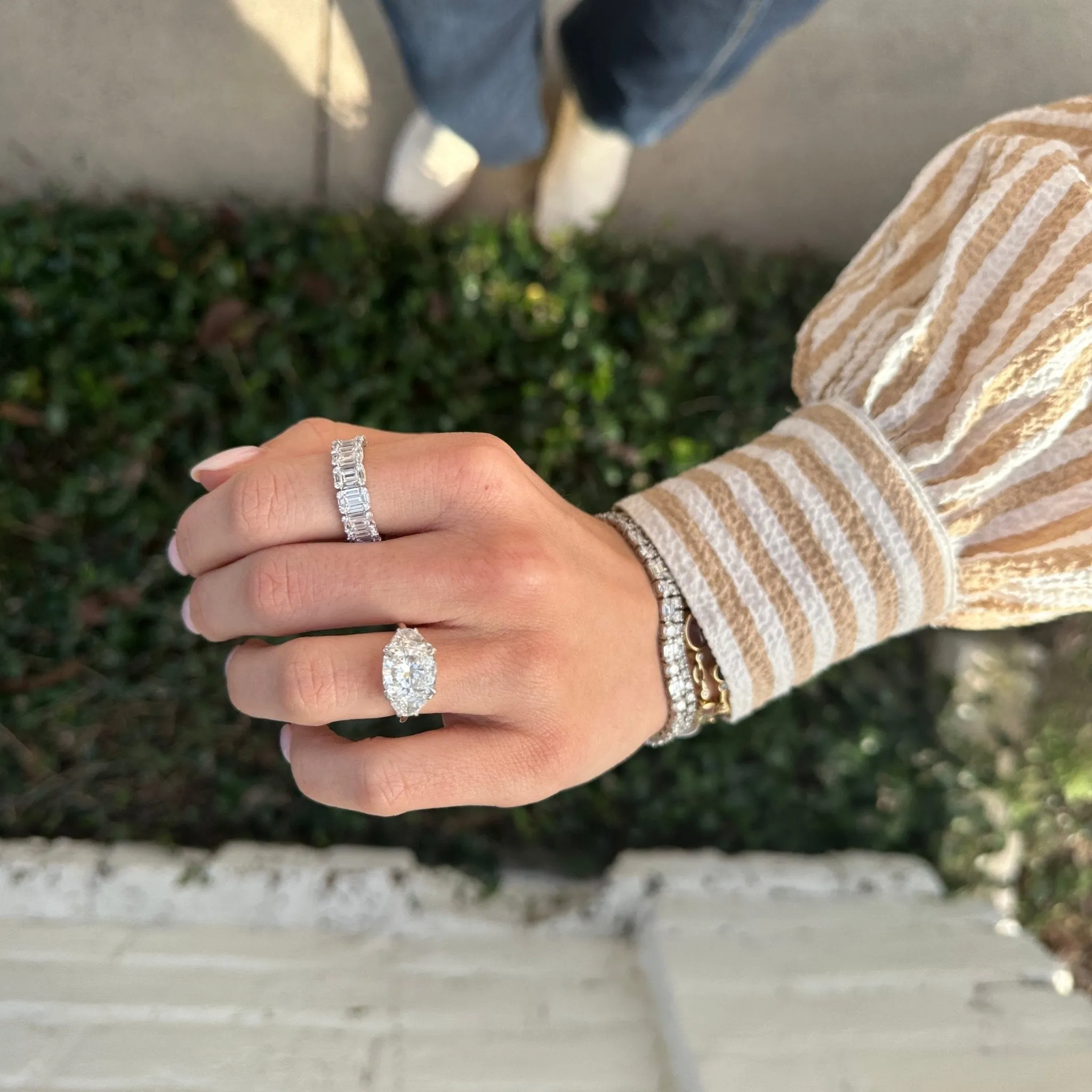 Cushion Cut with Half Moon Cut Side Stones