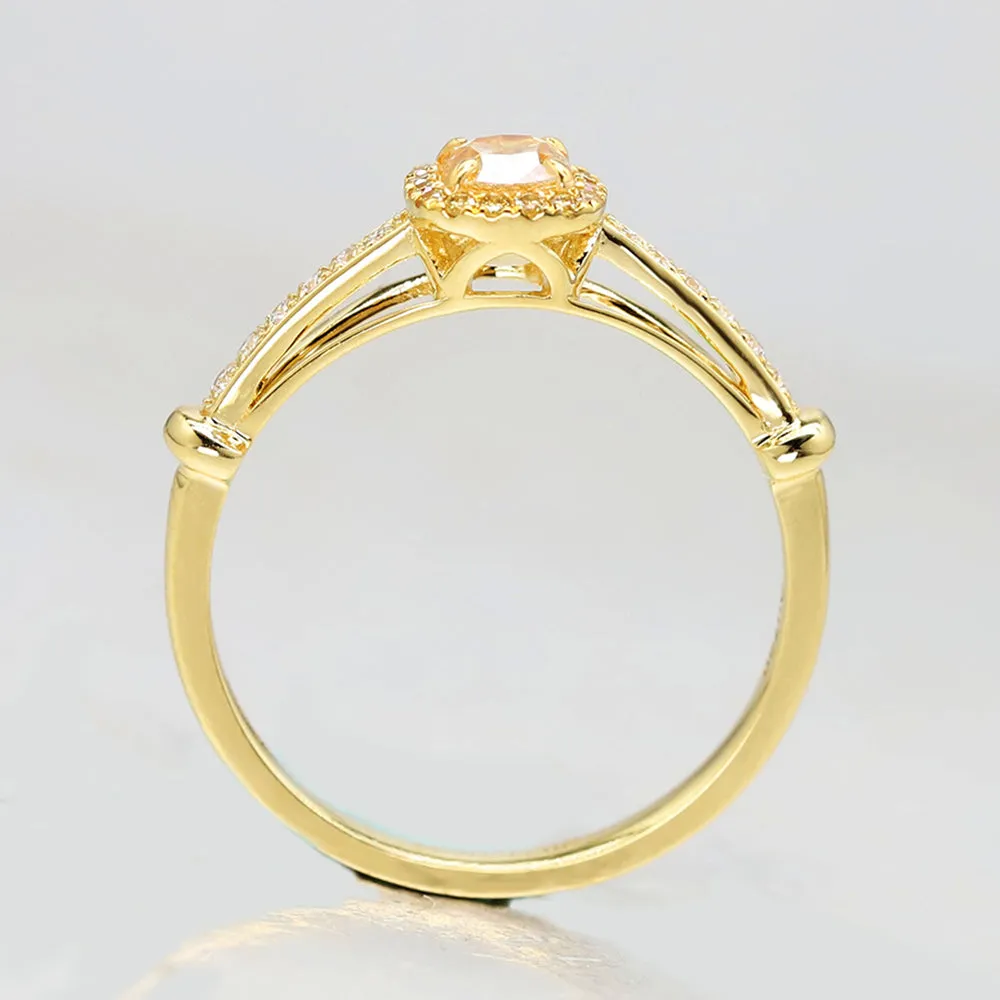 Cushion Cut Yellow Diamond Halo Engagement Ring