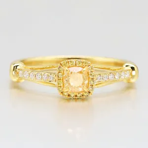 Cushion Cut Yellow Diamond Halo Engagement Ring
