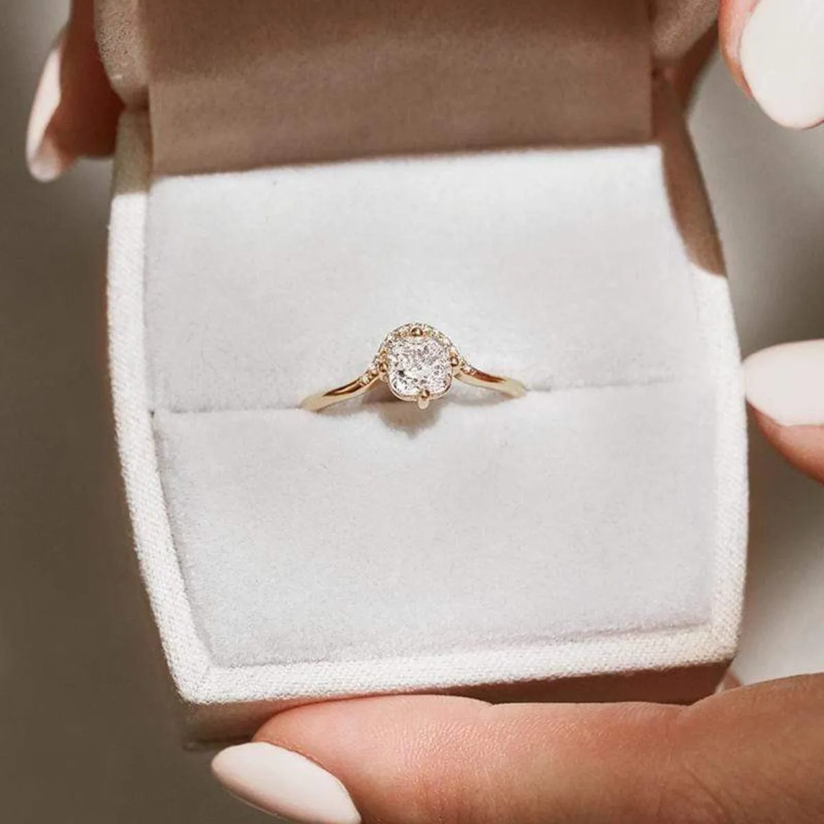 Cushion Diamond Crown Ring