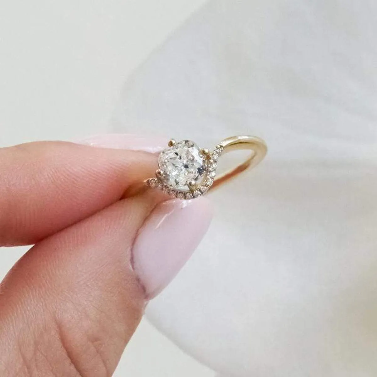 Cushion Diamond Crown Ring