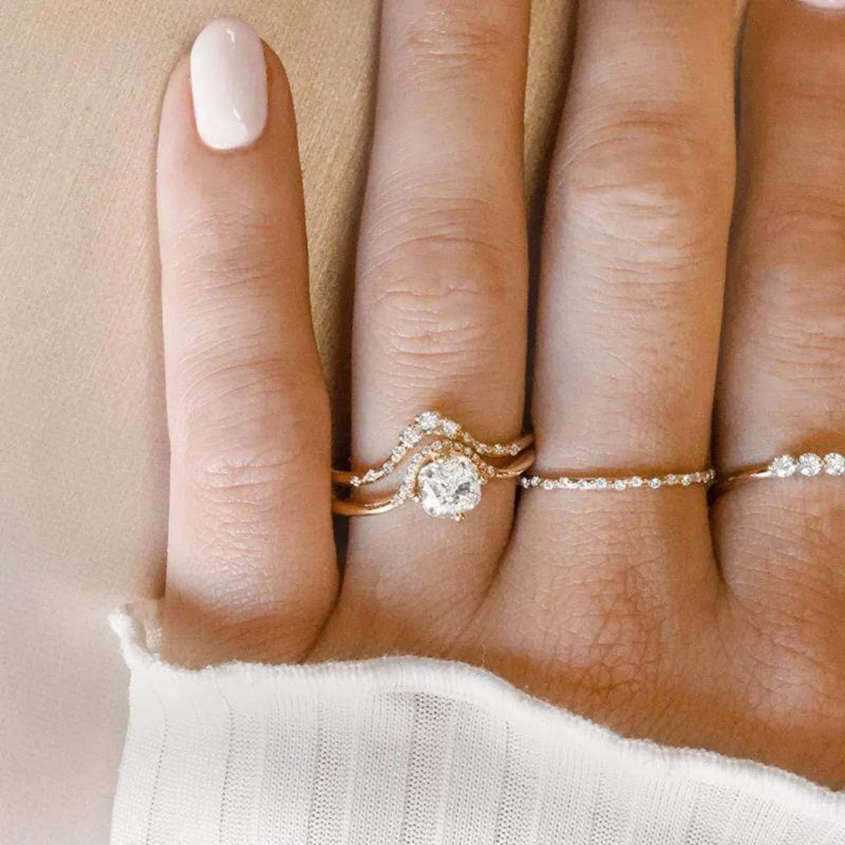 Cushion Diamond Crown Ring