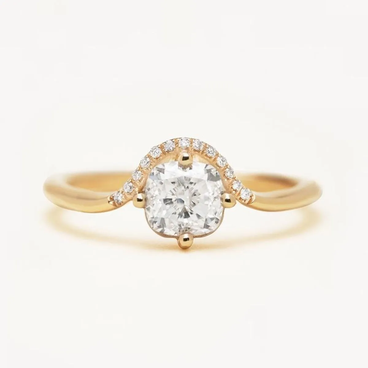 Cushion Diamond Crown Ring