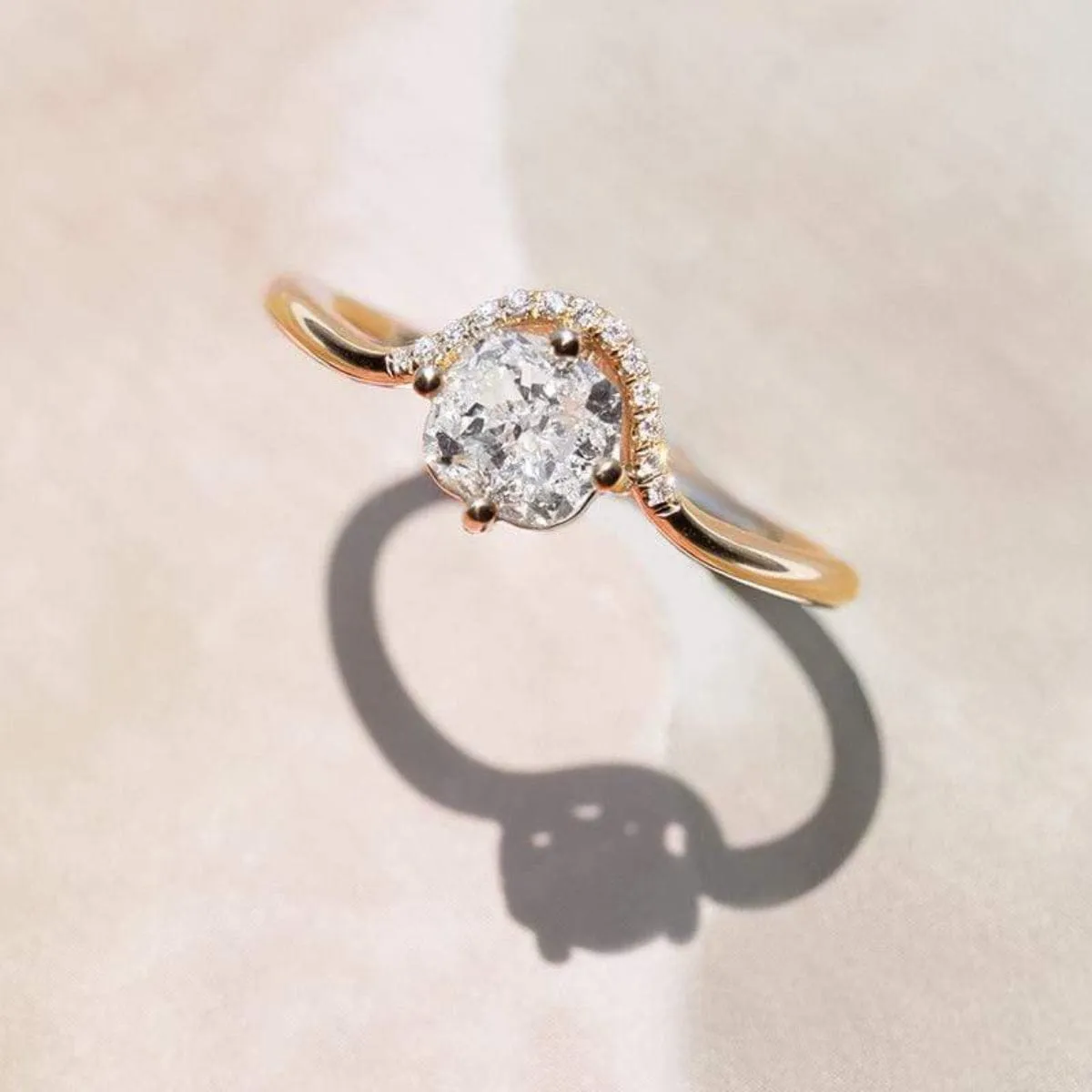 Cushion Diamond Crown Ring