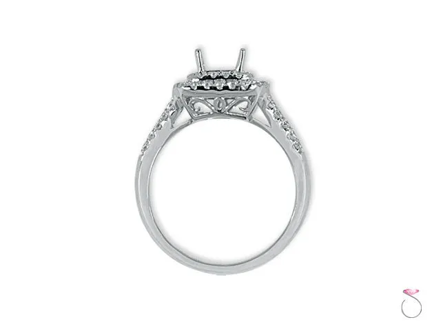 Cushion Double Halo Diamond Engagement Ring Setting in 18K