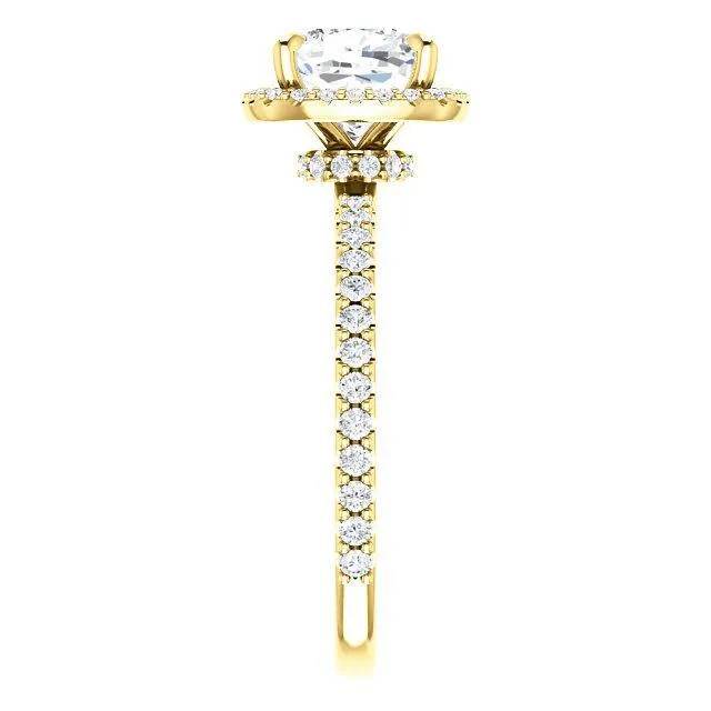 Cushion Moissanite Diamond Accent Ice Halo Collar Ring