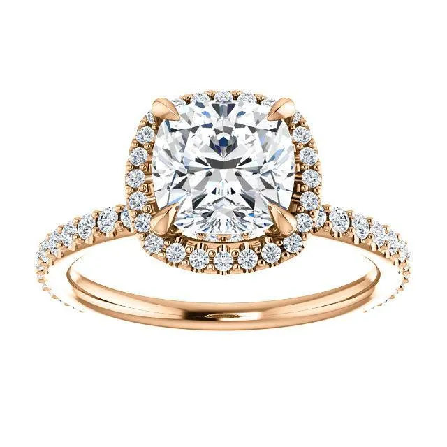 Cushion Moissanite Diamond Accent Ice Halo Collar Ring
