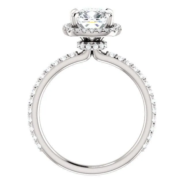 Cushion Moissanite Diamond Accent Ice Halo Collar Ring