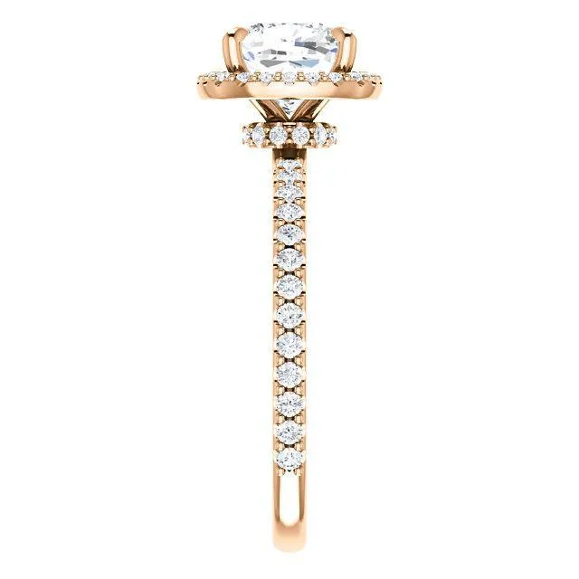 Cushion Moissanite Diamond Accent Ice Halo Collar Ring