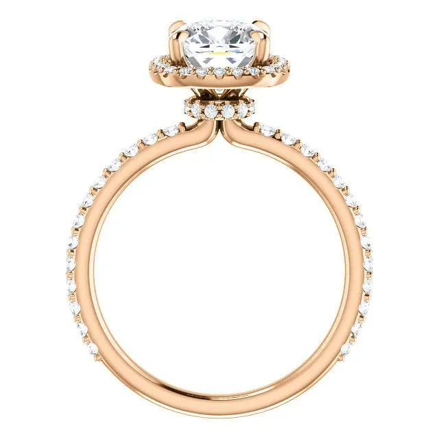 Cushion Moissanite Diamond Accent Ice Halo Collar Ring