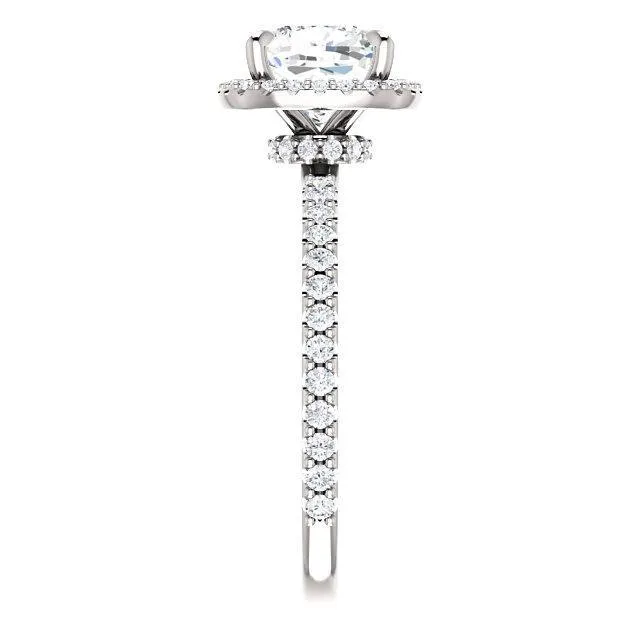 Cushion Moissanite Diamond Accent Ice Halo Collar Ring