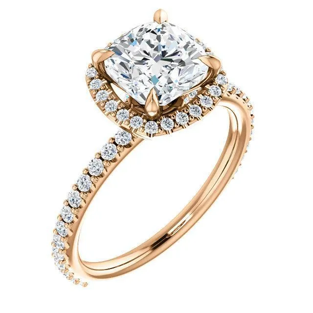 Cushion Moissanite Diamond Accent Ice Halo Collar Ring