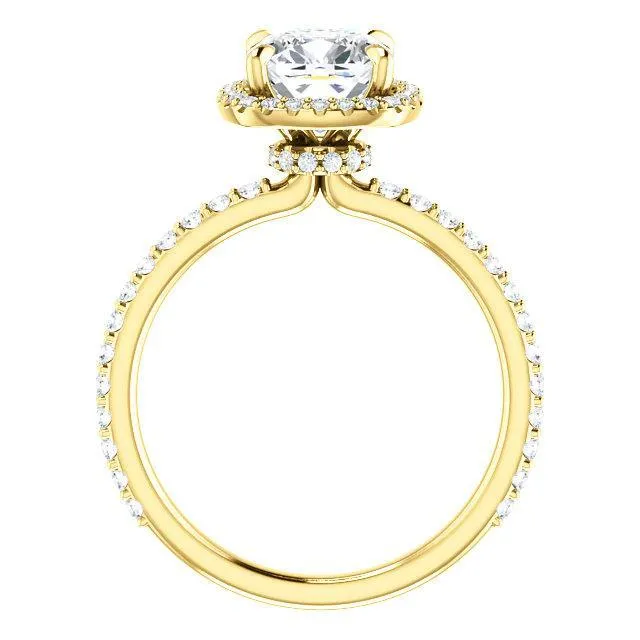 Cushion Moissanite Diamond Accent Ice Halo Collar Ring