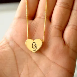 Custom Initial Heart Shaped Gold Necklace Pendant (LP047)
