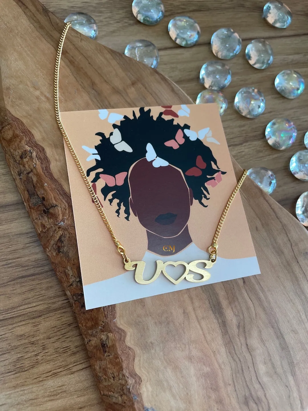 Custom Letter Necklace With 2 Initials And A Mini Heart Pendant