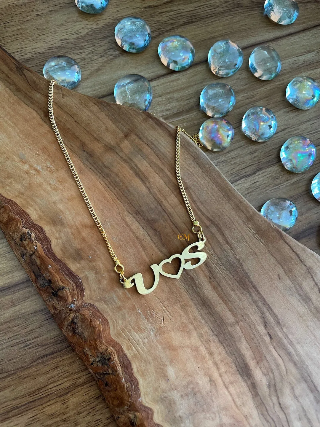 Custom Letter Necklace With 2 Initials And A Mini Heart Pendant