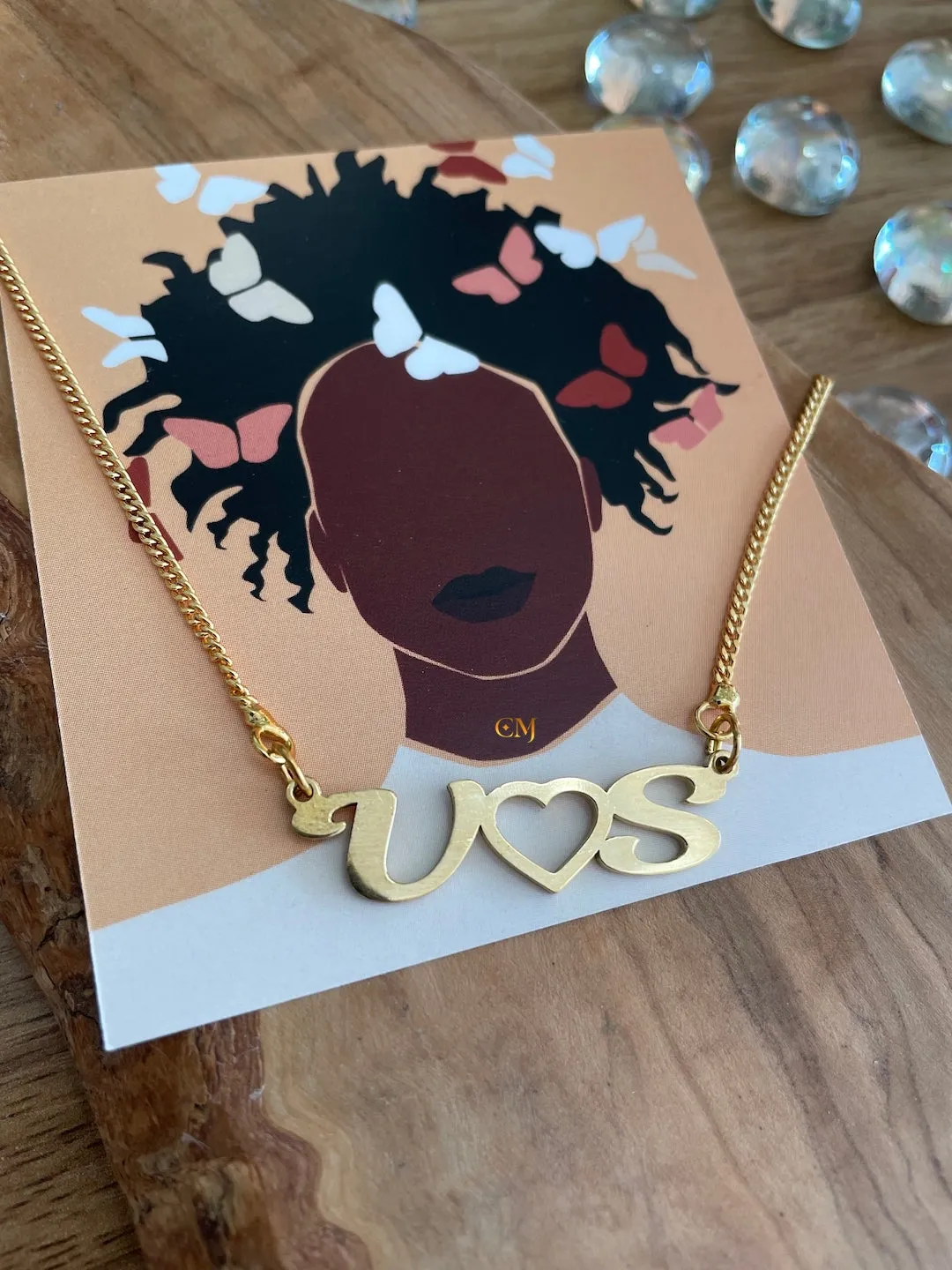 Custom Letter Necklace With 2 Initials And A Mini Heart Pendant