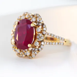 Custom Ruby Center Stone Ring - 14K White Gold