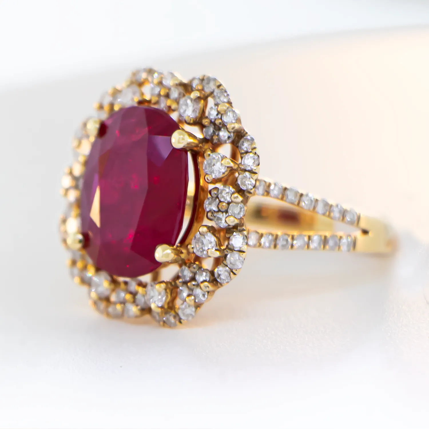 Custom Ruby Center Stone Ring - 14K White Gold