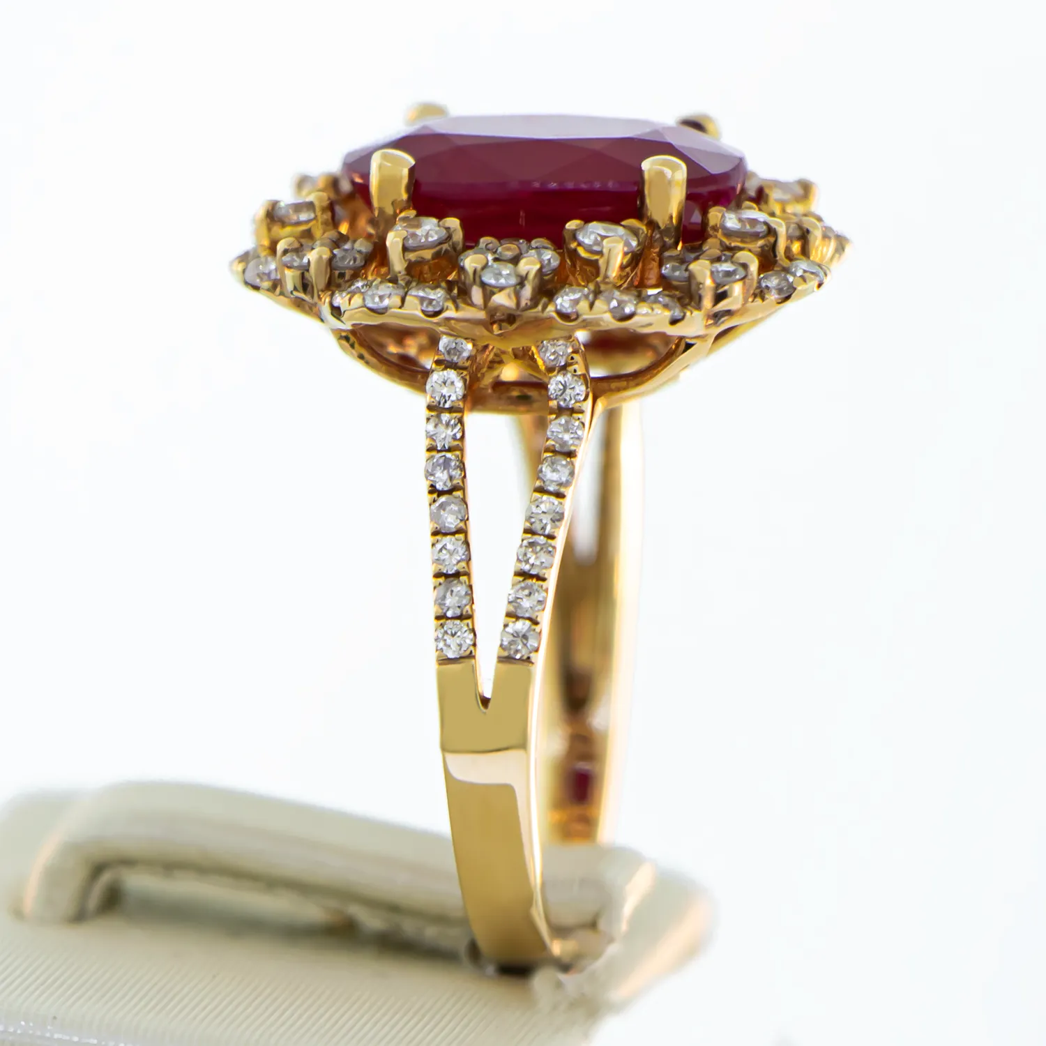 Custom Ruby Center Stone Ring - 14K White Gold