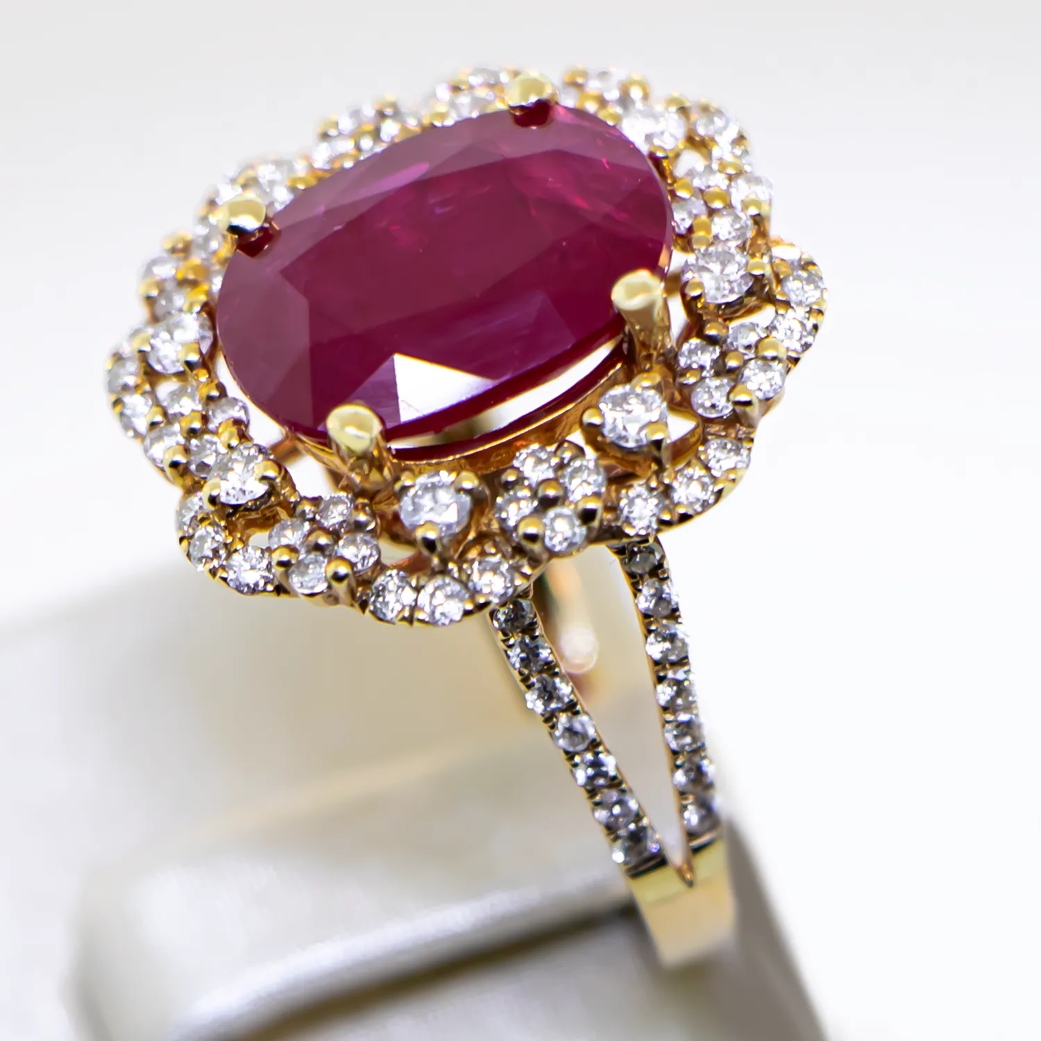 Custom Ruby Center Stone Ring - 14K White Gold