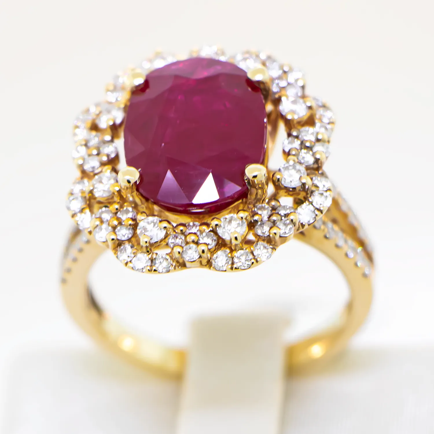 Custom Ruby Center Stone Ring - 14K White Gold