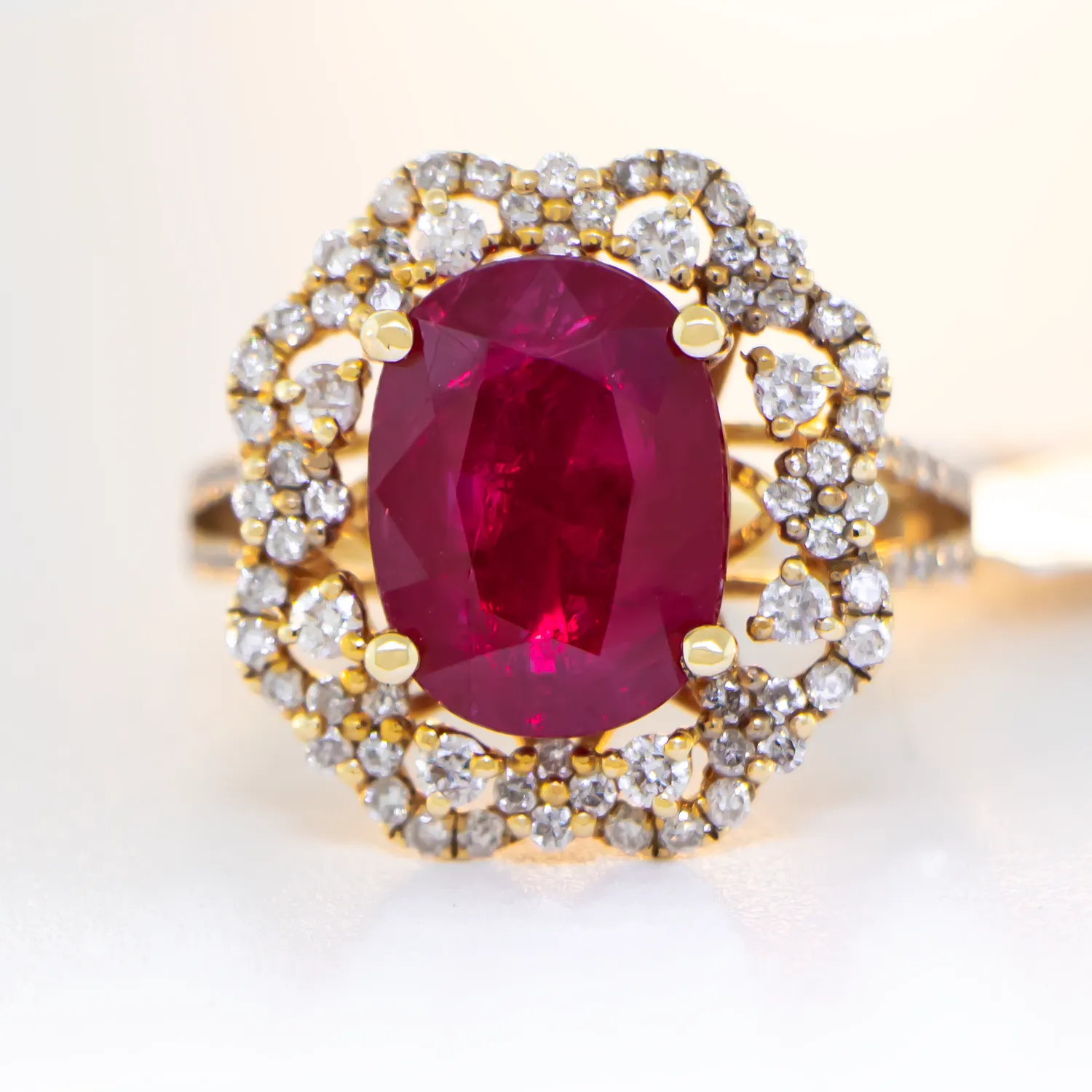 Custom Ruby Center Stone Ring - 14K White Gold