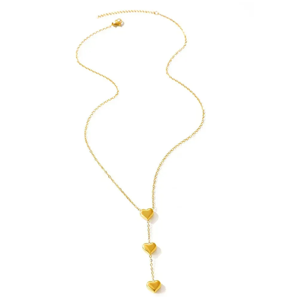 Cute Sweet Heart Shape Titanium Steel 18K Gold Plated Pendant Necklace