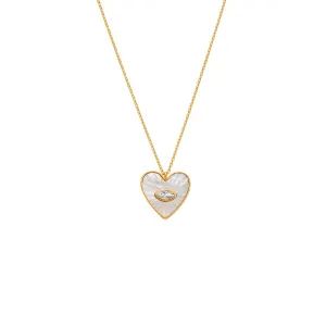 CZ Evil Eye Heart Pendant Necklace