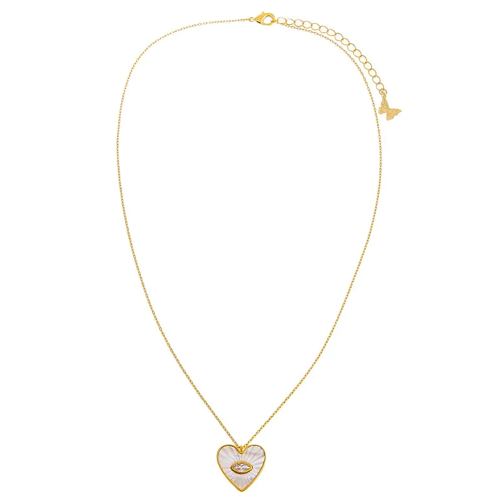 CZ Evil Eye Heart Pendant Necklace