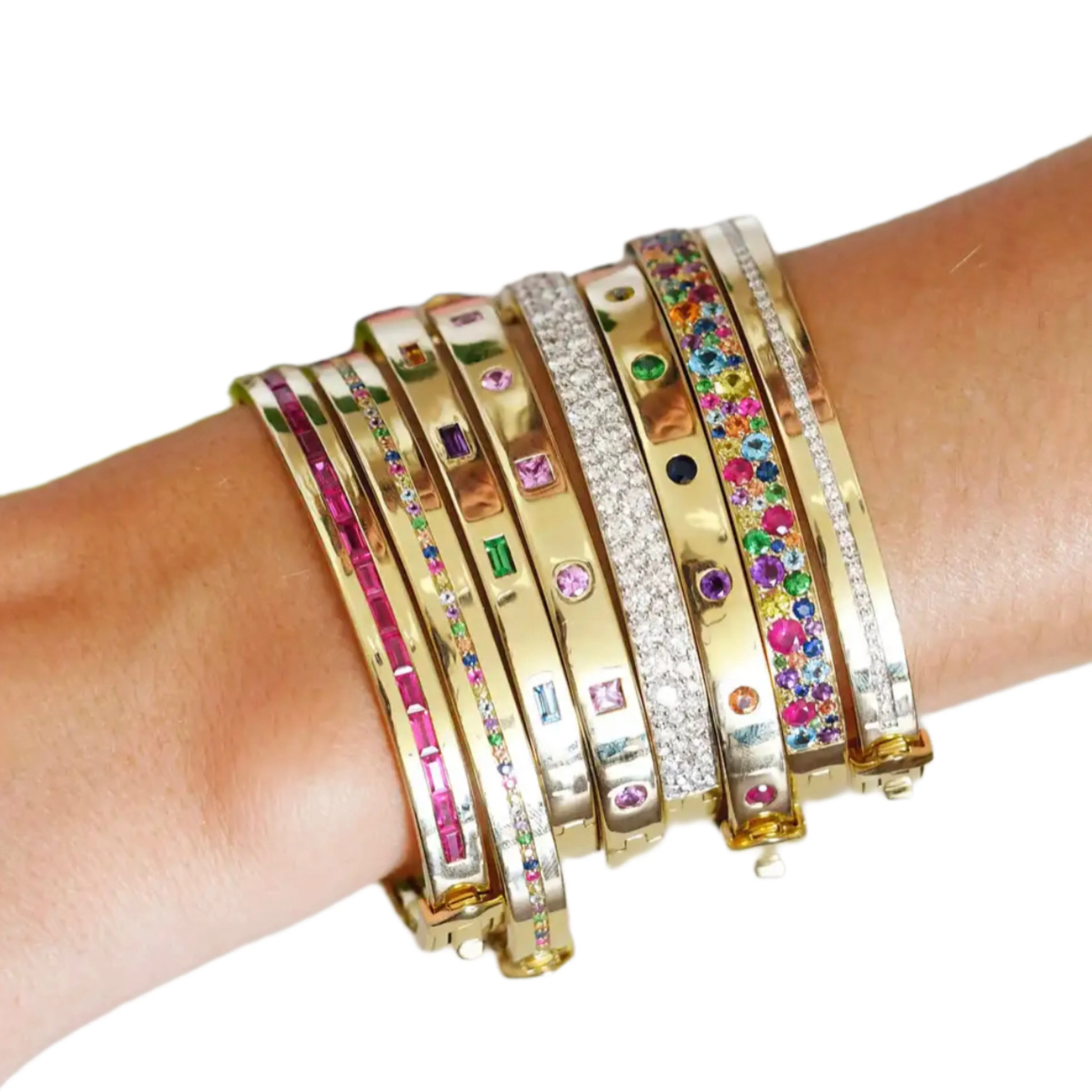 CZ One Row Bangle Bracelet - Gold