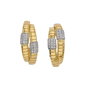 DA Gold 18k Yellow and White Gold Diamond Crossover Coil Hoop Earrings, D=0.40tw